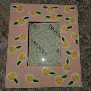 Pink with Yellow Flowers Painted Wooden Standing Picture Frame for 5 x 7 Photo